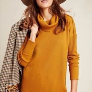 Maeve Anthropologie Women’s Mustard Yellow Ainsley Thermal Turtleneck Small